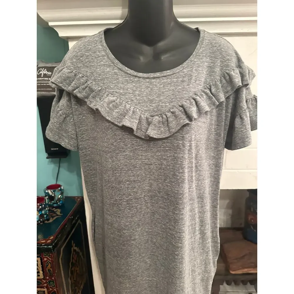 PAIGE ADALIE RUFFLE TEE SHIRT MINIDRESS W/ POCKETS -S